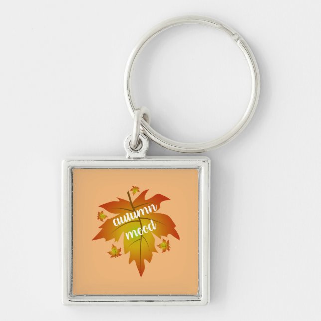 Autumn mood typography maple leaves   key ring (Front)