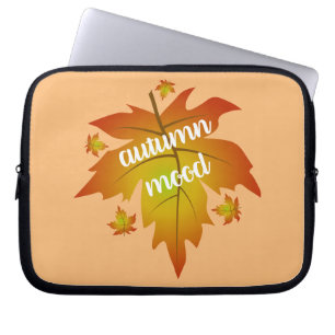 Autumn mood typography maple leaves laptop sleeve