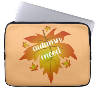 Autumn mood typography maple leaves laptop sleeve