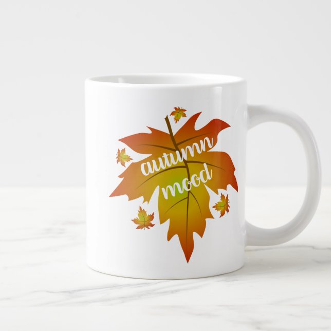 Autumn mood typography maple leaves   large coffee mug (Right)