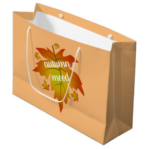 Autumn mood typography maple leaves large gift bag