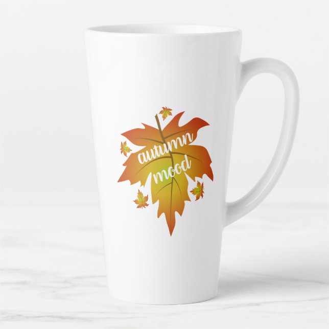 Autumn mood typography maple leaves   latte mug (Right)
