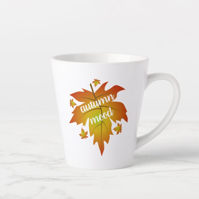 Autumn mood typography maple leaves   latte mug (Right)
