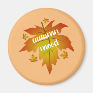 Autumn mood typography maple leaves magnet
