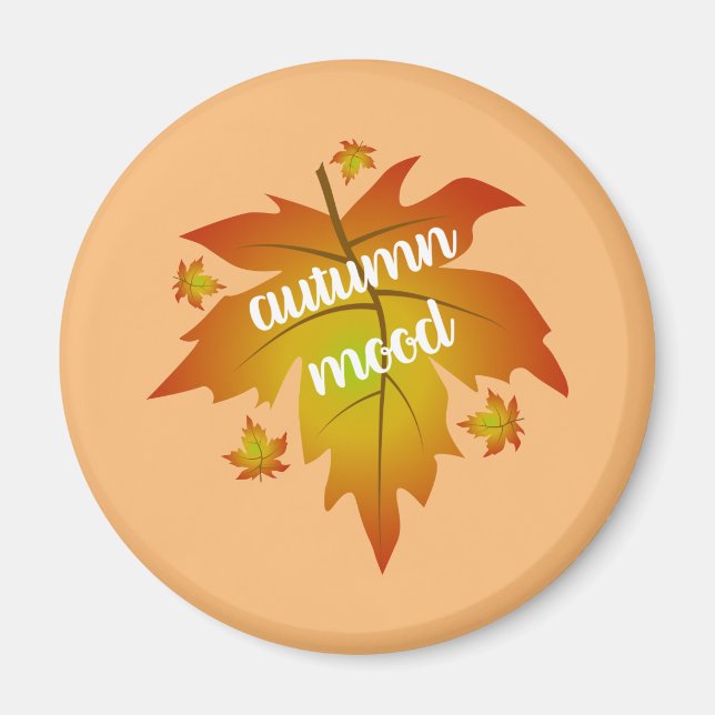 Autumn mood typography maple leaves  magnet (Front)