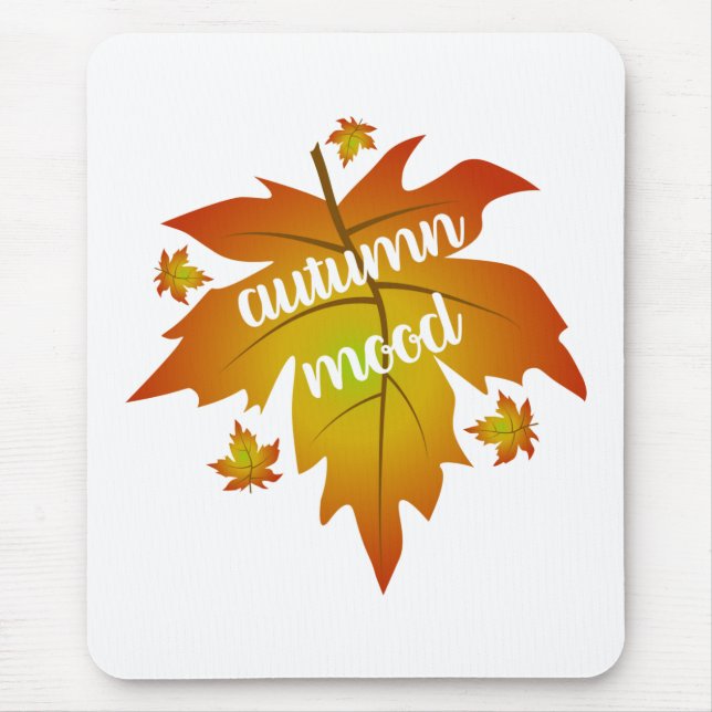 Autumn mood typography maple leaves  mouse pad (Front)