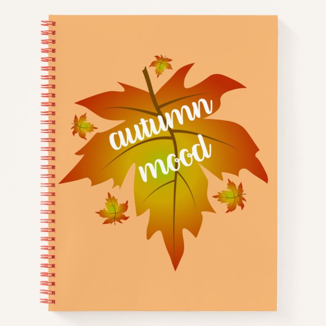Autumn mood typography maple leaves   notebook (Front)