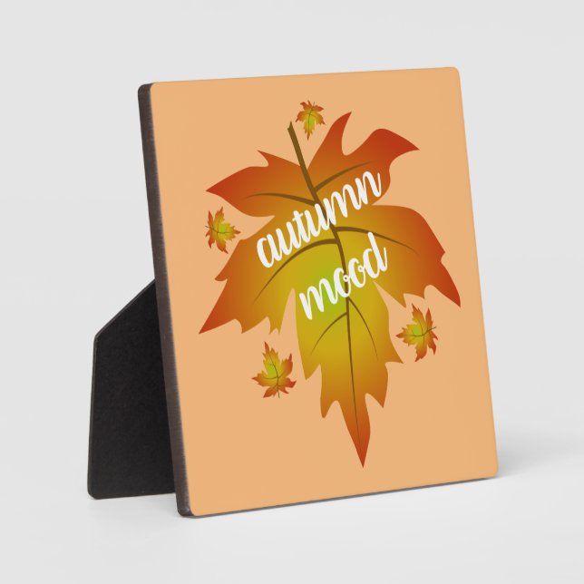 Autumn mood typography maple leaves  plaque (Front)