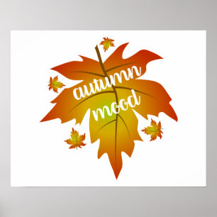 Autumn mood typography maple leaves poster