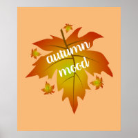 Autumn mood typography maple leaves