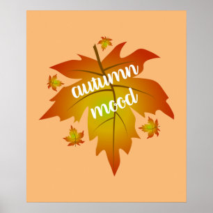 Autumn mood typography maple leaves  poster