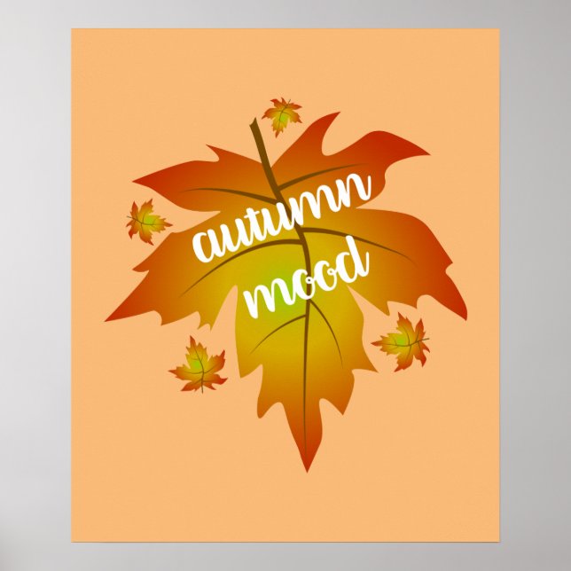 Autumn mood typography maple leaves  poster (Front)