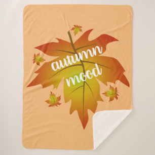 Autumn mood typography maple leaves sherpa blanket