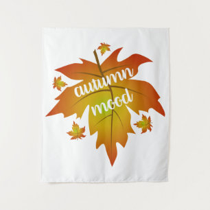 Autumn mood typography maple leaves tapestry