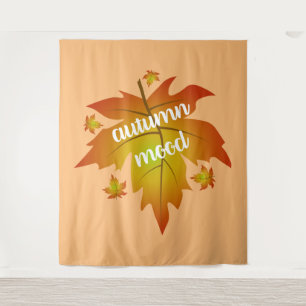 Autumn mood typography maple leaves   tapestry