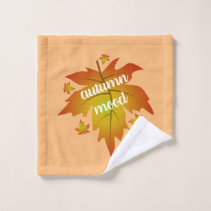 Autumn mood typography maple leaves wash cloth