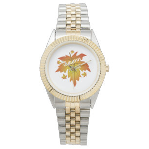 Autumn mood typography maple leaves   watch
