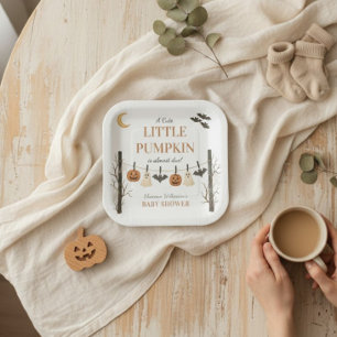 Autumn Moon Bat Halloween Baby Shower Plates