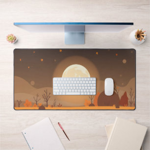 Autumn Moon Desk Mat – Cosy Fall Landscape with Fu