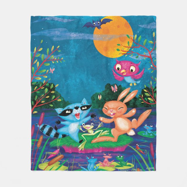 Autumn Moon Fleece Blanket (Front)