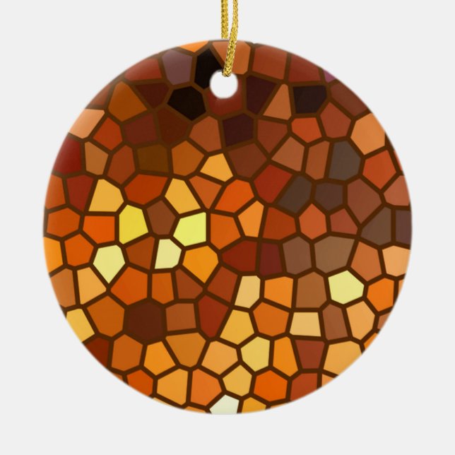 Autumn Mosaic Abstract Ceramic Tree Decoration (Front)