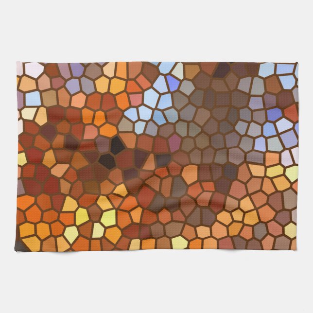 Autumn Mosaic Abstract Tea Towel (Horizontal)