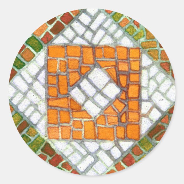 AUTUMN MOSAIC Large Round Stickers (Front)