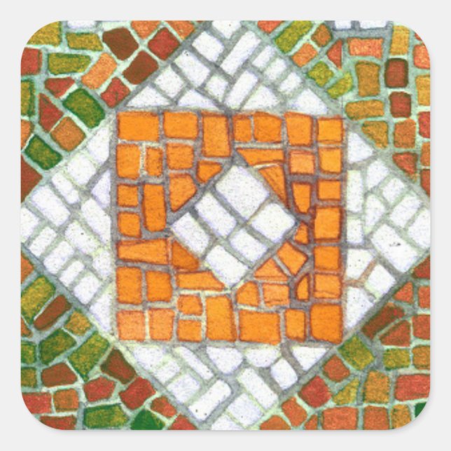 AUTUMN MOSAIC Large Square Stickers (Front)