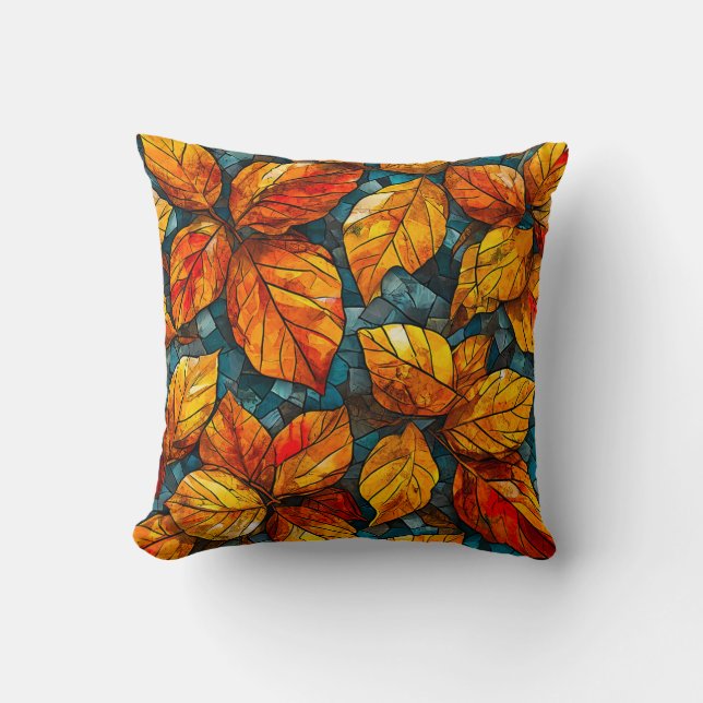 Autumn mosaic pattern cushion (Front)
