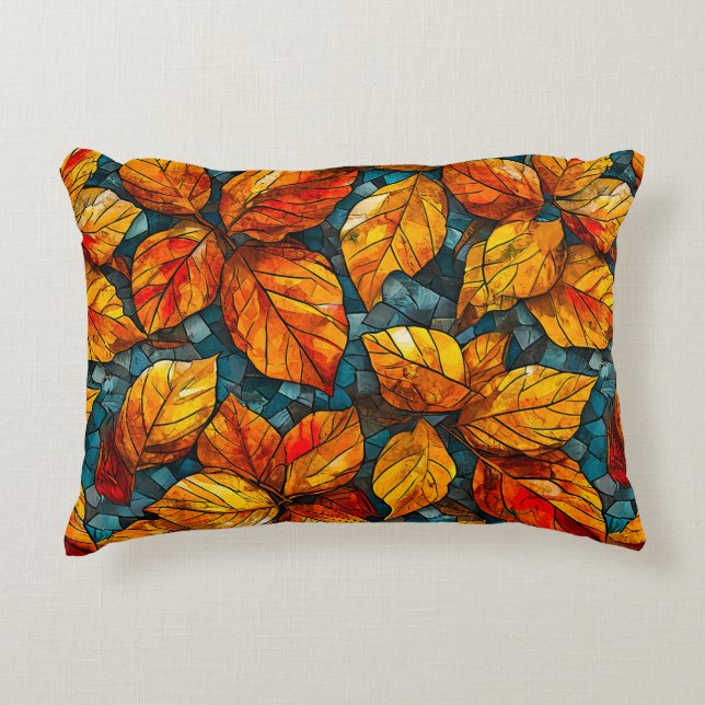 Autumn mosaic pattern decorative cushion (Front)