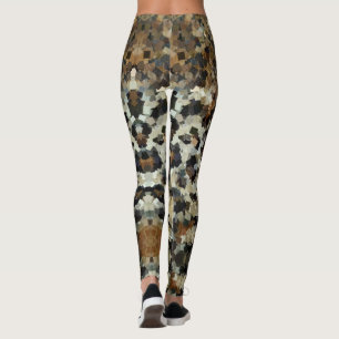 Autumn Mosaic Pattern Leopard All-Over-Print Leggings