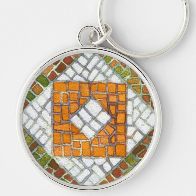 AUTUMN MOSAIC Premium Round Keychain (Front)