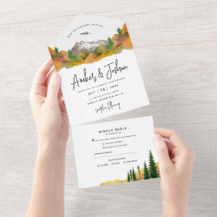 Autumn Mountain All in One Wedding Invite