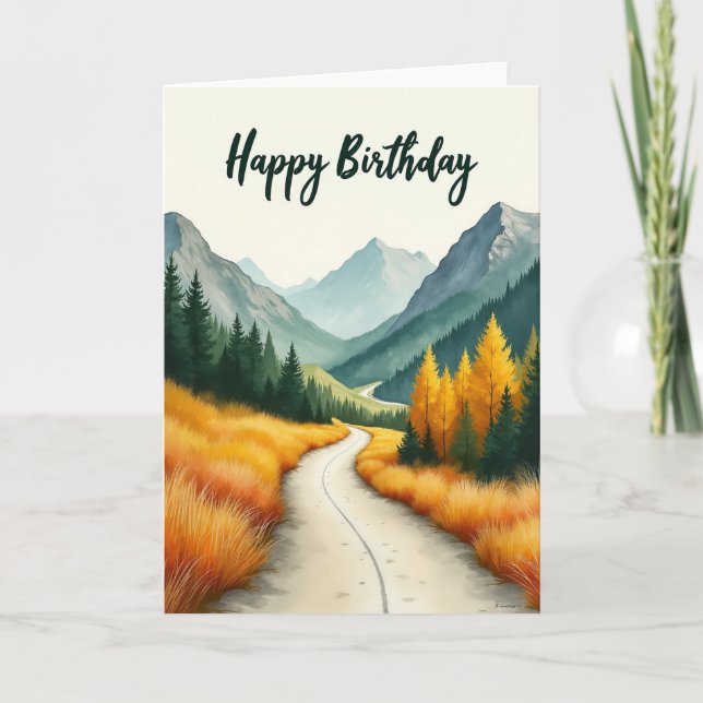 Autumn Mountain Birthday Card (Front)