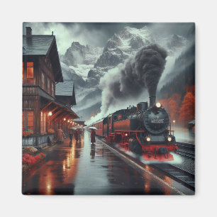 Autumn Mountain Train Journey Magnet