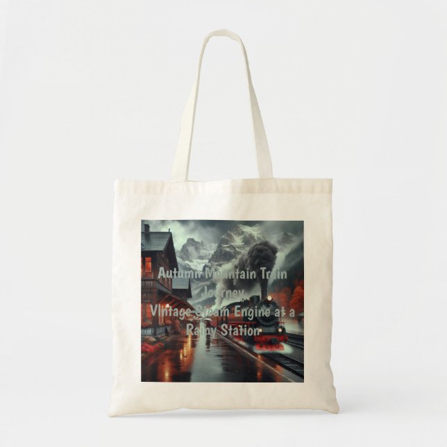 Autumn Mountain Train Journey Tote Bag (Front)