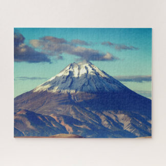 Autumn mountain view: snow-capped cone of volcano jigsaw puzzle