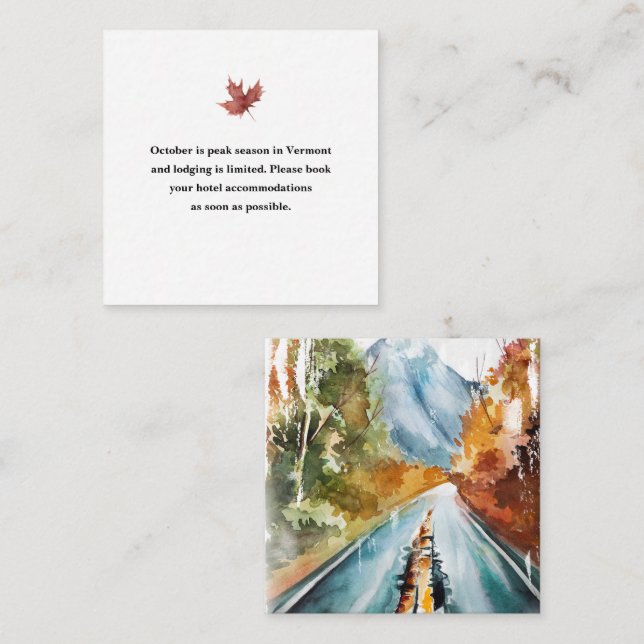 Autumn Mountain Wedding Hotel Accommodation Enclosure Card (Front/Back)