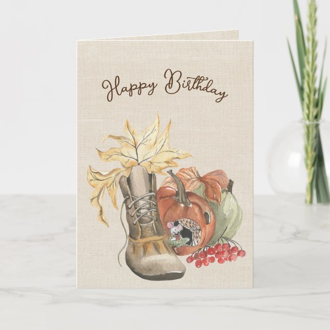 Autumn Mouse Birthday Humour  Card (Front)