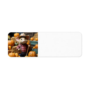 Autumn Mouse Farmer with Pumpkins Label Return Address Label