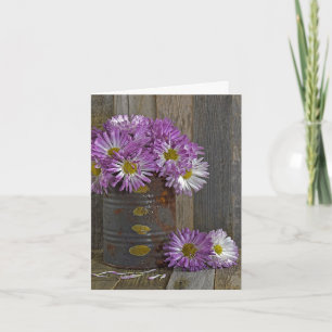 Autumn Mum Bouquet In Old Can Card