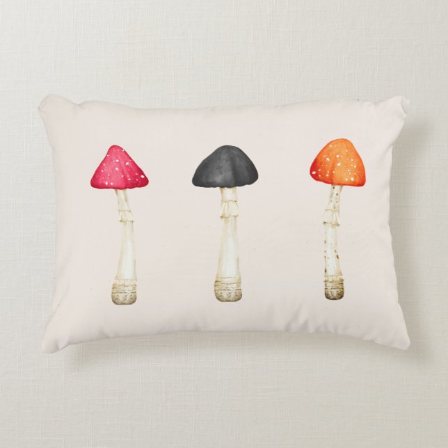 Autumn Mushroom Accent Pillow (Front)