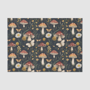 Autumn Mushroom and Flowers Fall Decoupage Tissue Paper