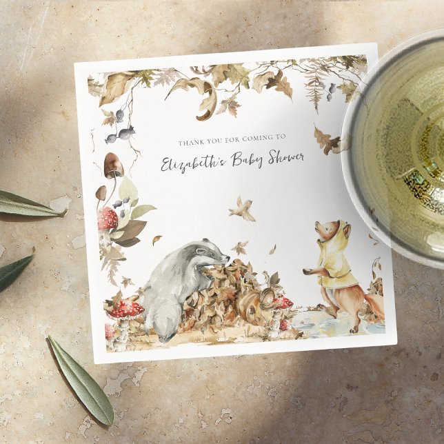 Autumn Mushroom | Woodland Forest Baby Shower Napkin (Creator Uploaded)