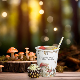 Autumn Mushroom Woodland Forest Baby Shower Paper Cups