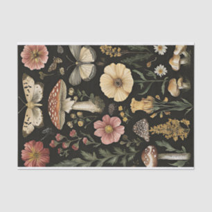 Autumn Mushrooms and Flowers Fall Decoupage Tissue Paper