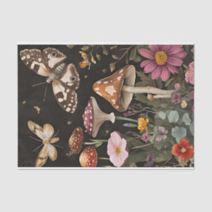 Autumn Mushrooms and Flowers Fall Decoupage Tissue Paper