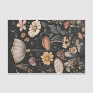 Autumn Mushrooms and Flowers Fall Decoupage Tissue Paper