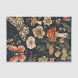 Autumn Mushrooms and Flowers Fall Decoupage Tissue Paper