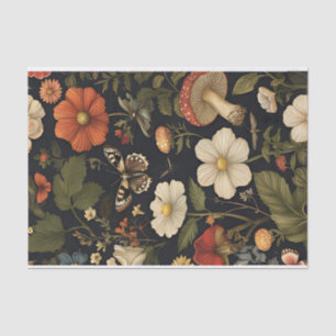 Autumn Mushrooms and Flowers Fall Decoupage Tissue Paper